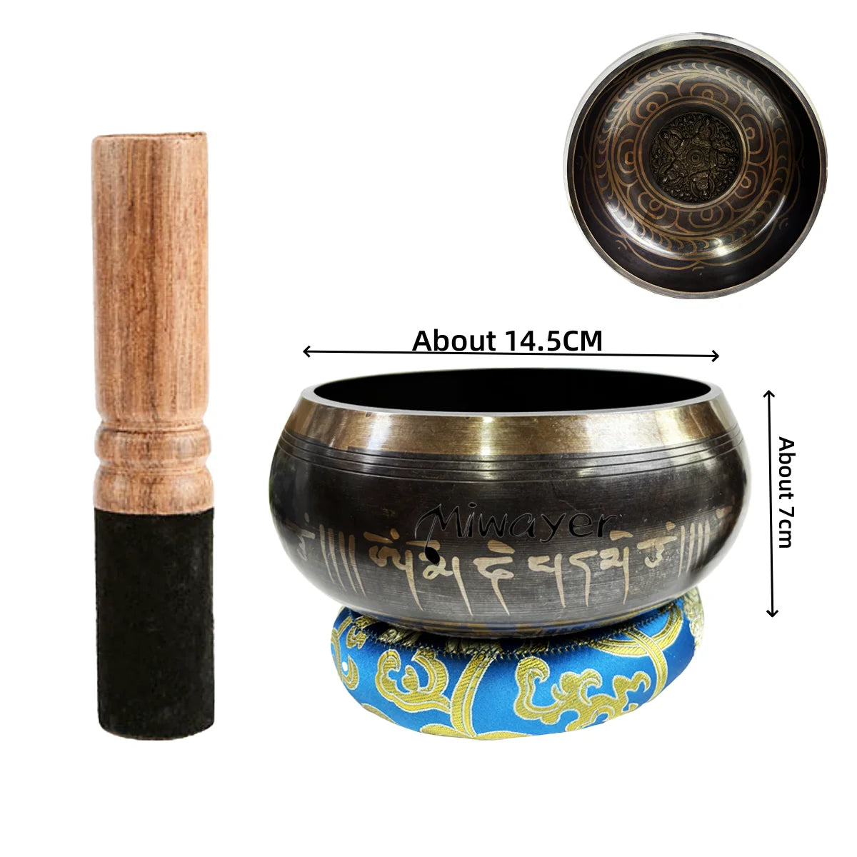 Tibetan Singing Bowl Set – 8.5 to 20cm Scripture Bowls for Meditation & Chakra Healing