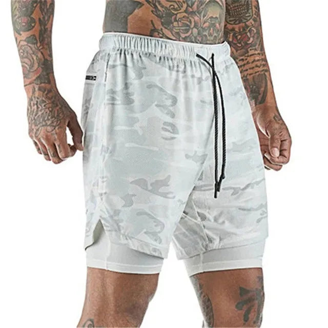 Men’s 2-in-1 Double-Layer Running Shorts – Beach, Gym & Fitness Training Pants