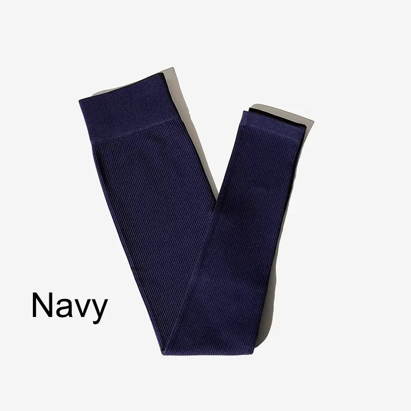 Ribbed Seamless High-Waist Yoga Pants – Women’s Tummy Control Gym Leggings & Running Tights