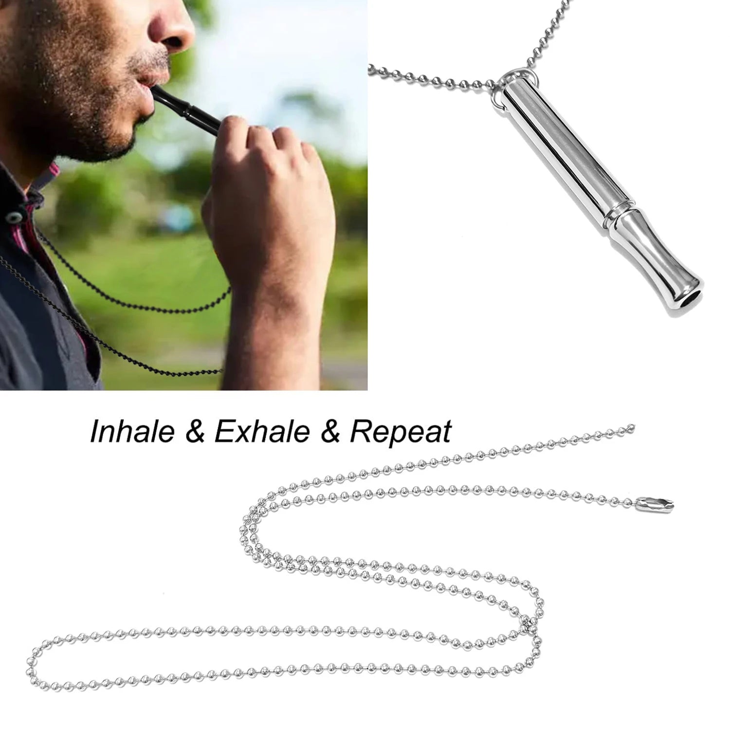 Mindfulness Breathing Necklace – Anxiety & Stress Relief Tool with Chain