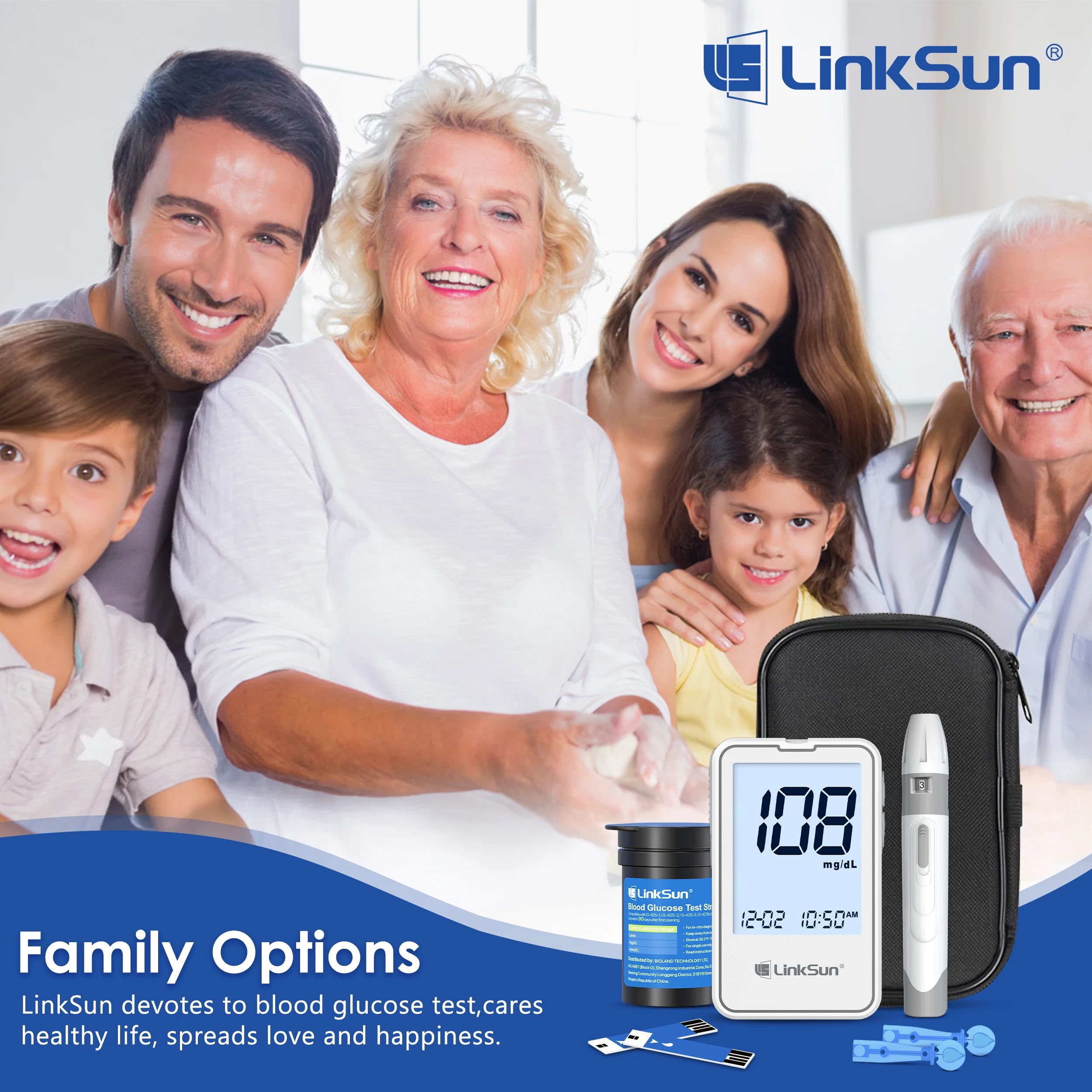 G-425-2 Linksun Digital Blood Glucose Meter Kit – Complete Diabetes Testing Blood Sugar Monitor