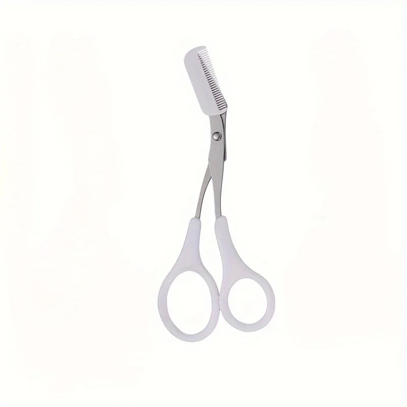 Pink Eyebrow Scissors and Comb Set – Right-Handed Beginner Grooming Tool