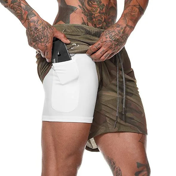 Men’s 2-in-1 Double-Layer Running Shorts – Beach, Gym & Fitness Training Pants