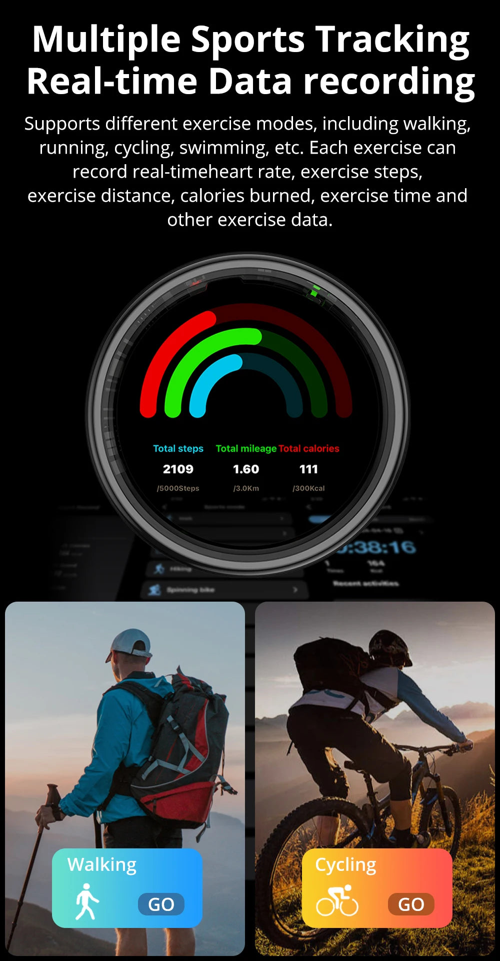 2025 COLMI R12 Smart Ring – Touch Display, Wireless Charging, Health Manager, 5ATM Waterproof