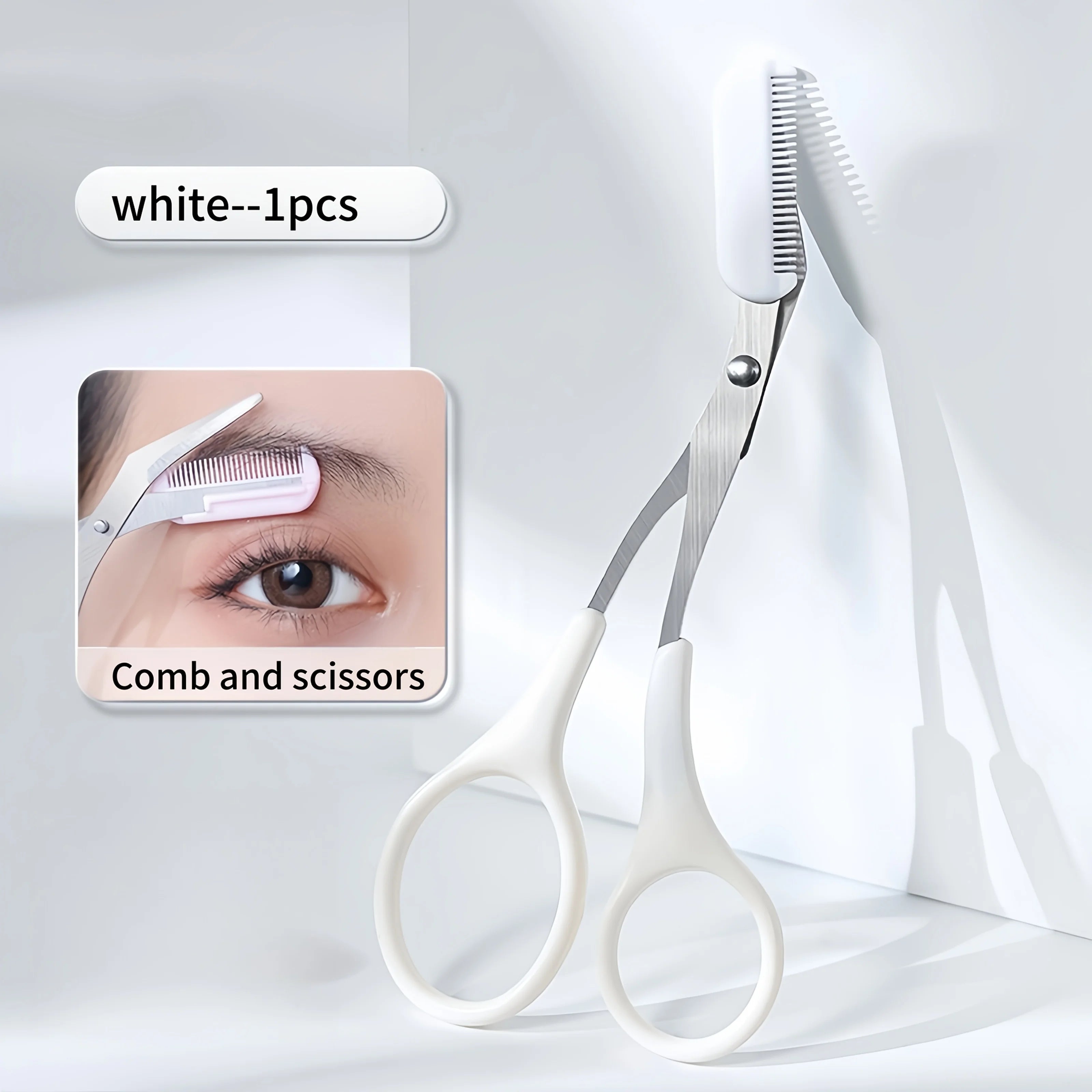 Pink Eyebrow Scissors and Comb Set – Right-Handed Beginner Grooming Tool