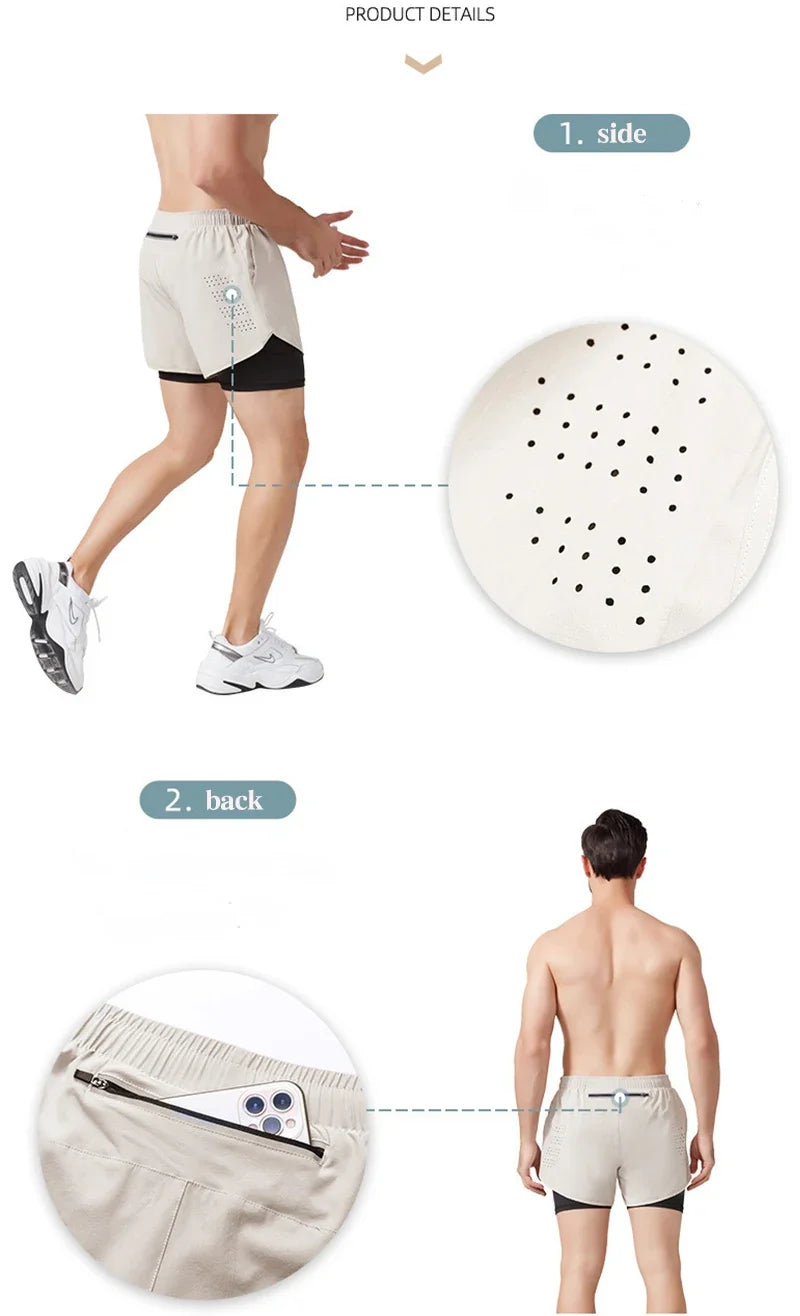 Men’s Double-Layer Running Shorts – Quick-Dry Fitness & Workout Training Shorts
