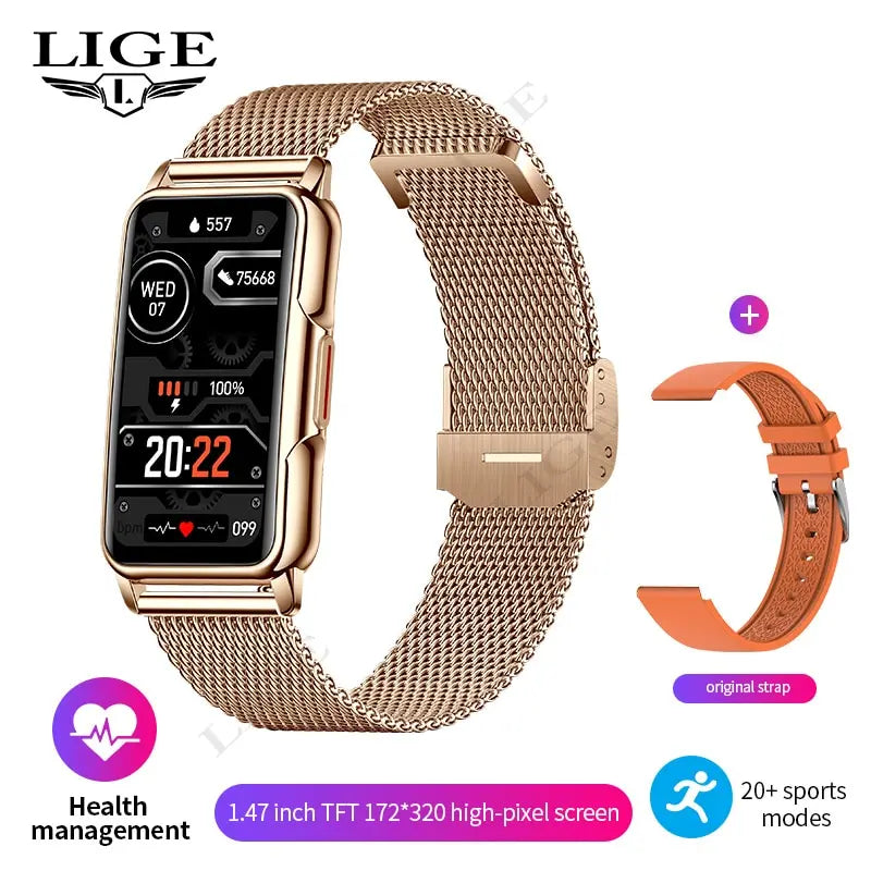 LIGE Women’s Smart Watch – Full Touch Screen, Bluetooth Call, IP67 Waterproof Fitness Tracker