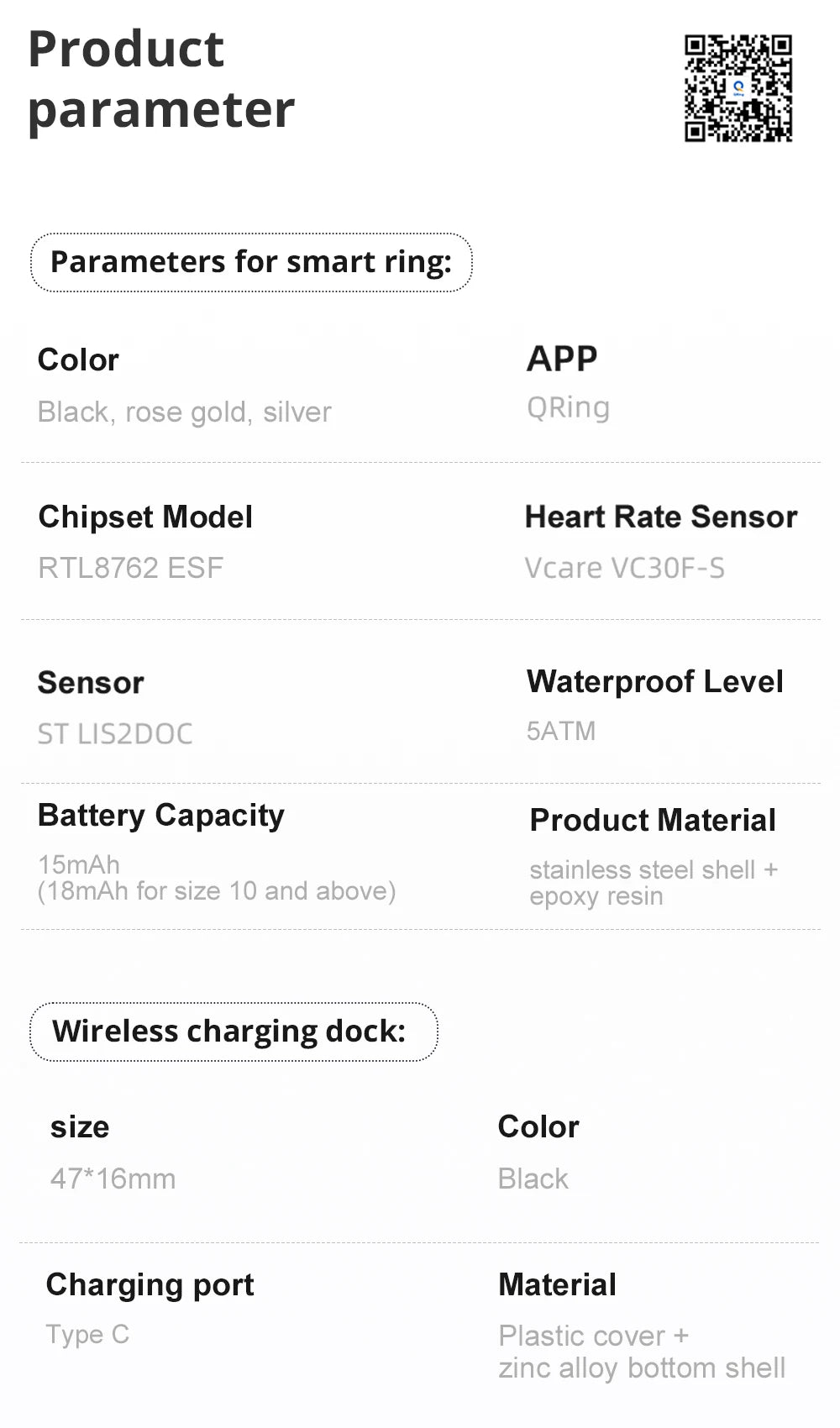 2025 COLMI R12 Smart Ring – Touch Display, Wireless Charging, Health Manager, 5ATM Waterproof