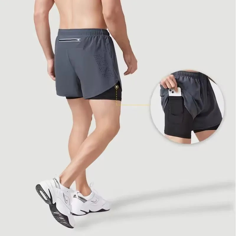 Men’s Double-Layer Running Shorts – Quick-Dry Fitness & Workout Training Shorts