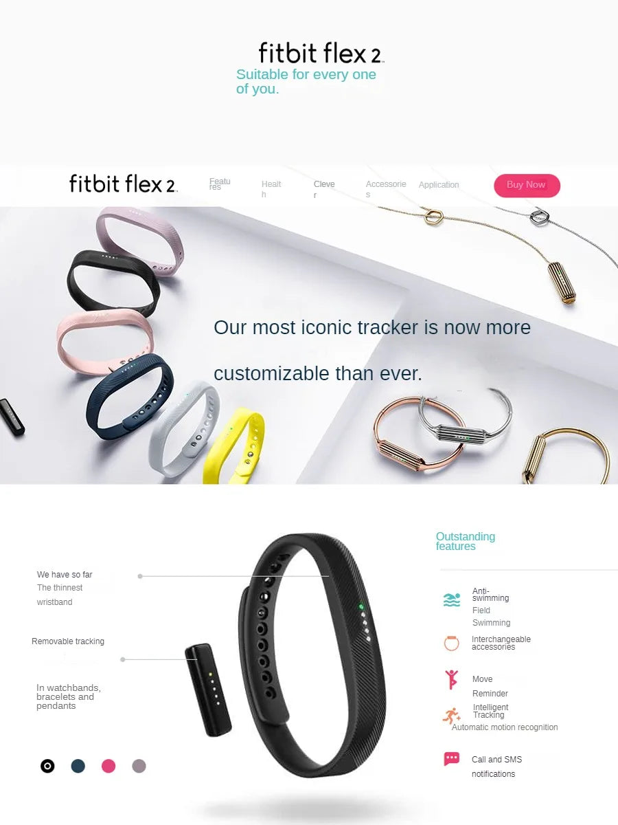 Fitbit Flex 2 Smart Fitness Tracker – Sleep Monitor, Waterproof, Alarm Clock & Bluetooth Alerts