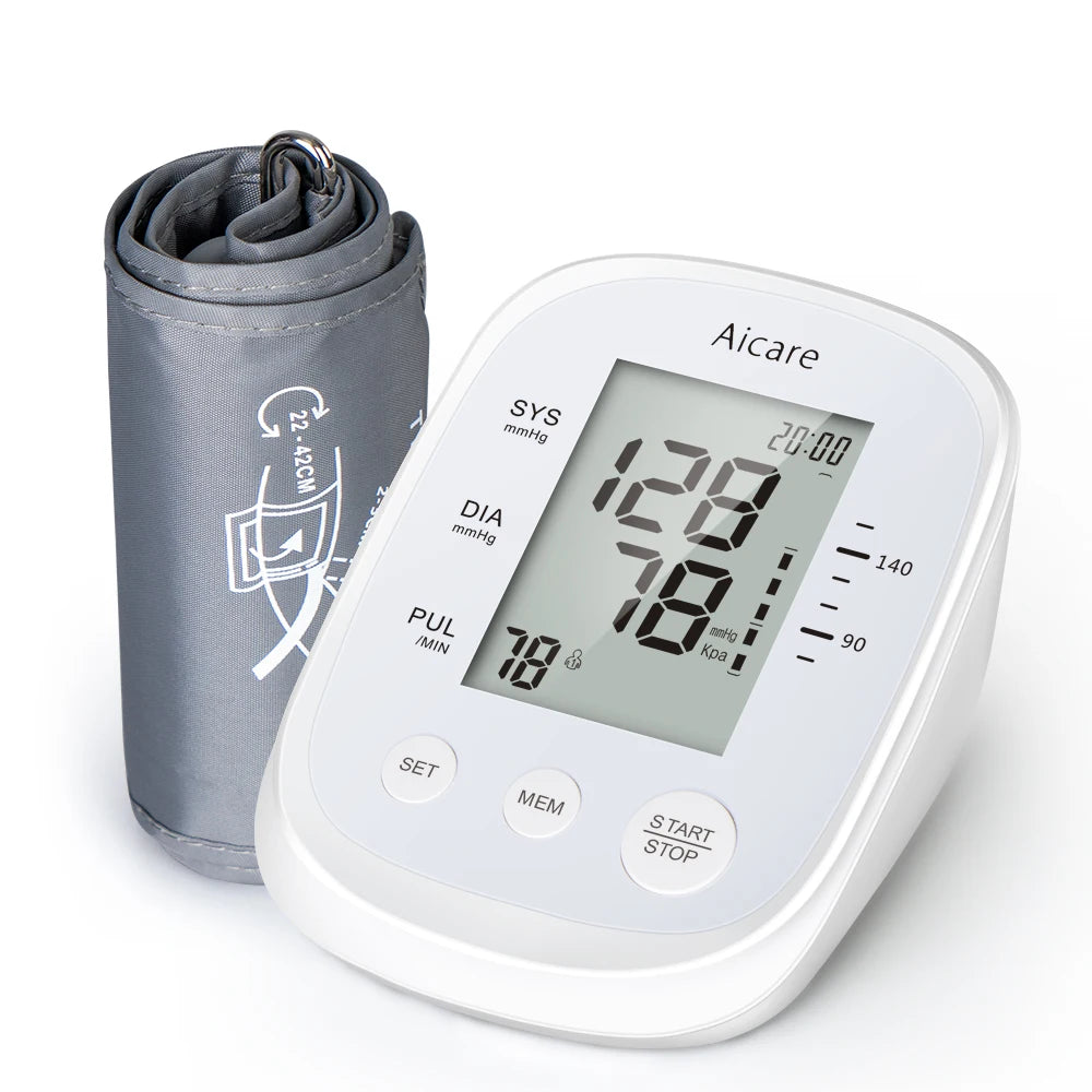 AICARE Upper Arm Automatic Blood Pressure Monitor – Digital Tonometer Sphygmomanometer with Pulse Measurement
