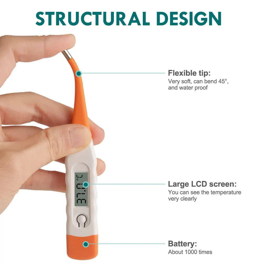 Baby Clinical Digital Thermometer – LCD Display, Flexible Tip, 60-Second Accurate Reading for Rectal, Oral & Underarm Use