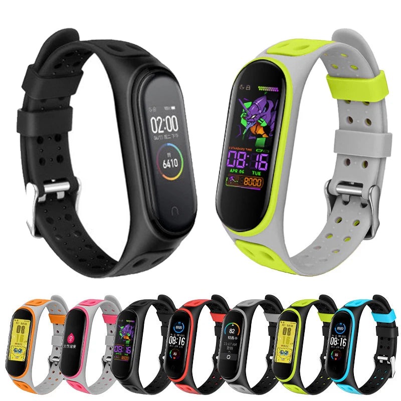 Two-Color Silicone Replacement Strap for Mi Band 3/4/5/6/7 – Smart Wristband Bracelet for Xiaomi