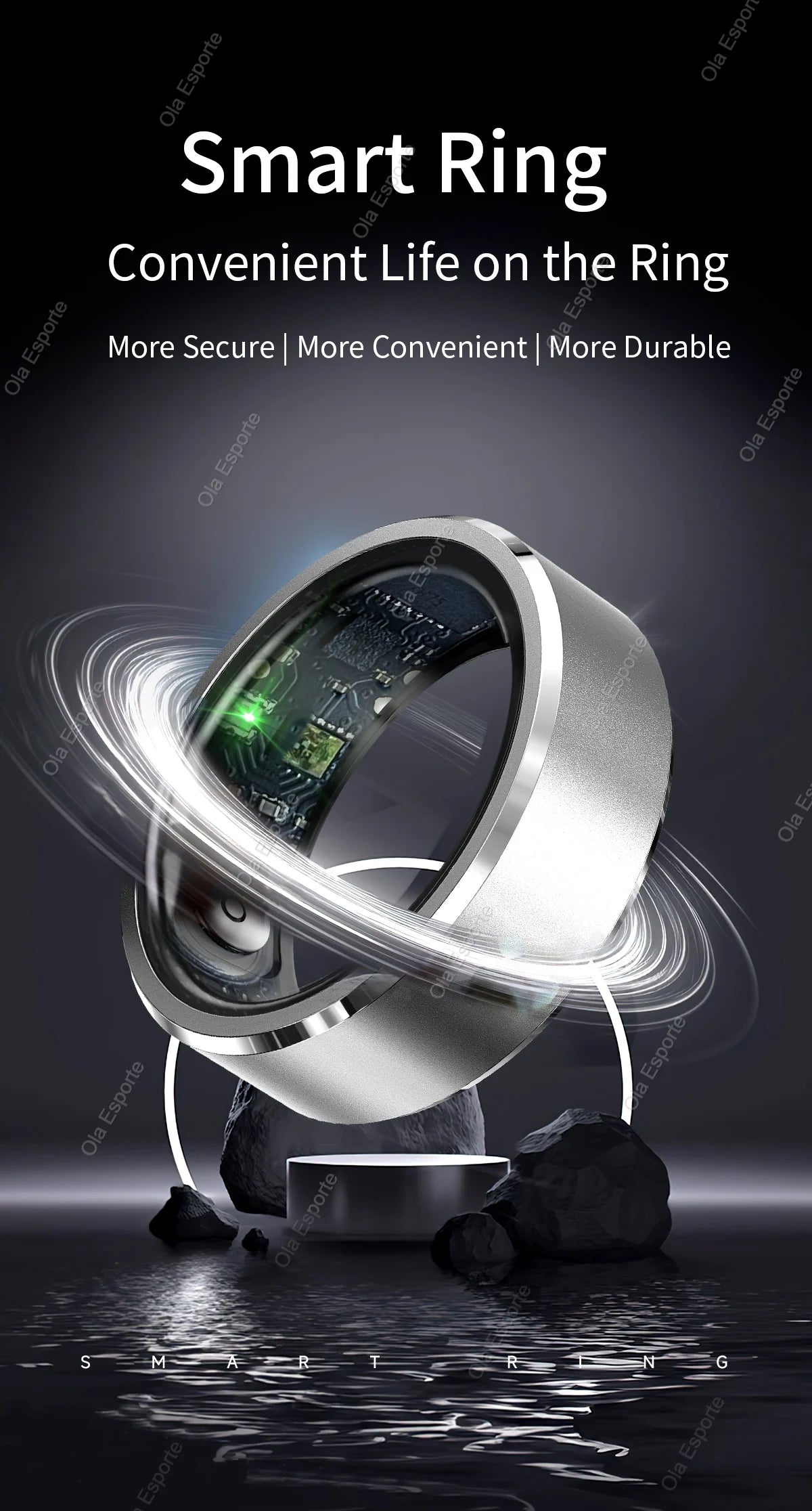 Smart Fitness Ring – 5ATM Waterproof with Gesture Control, Heart Rate, Blood Pressure & Sleep Monitoring