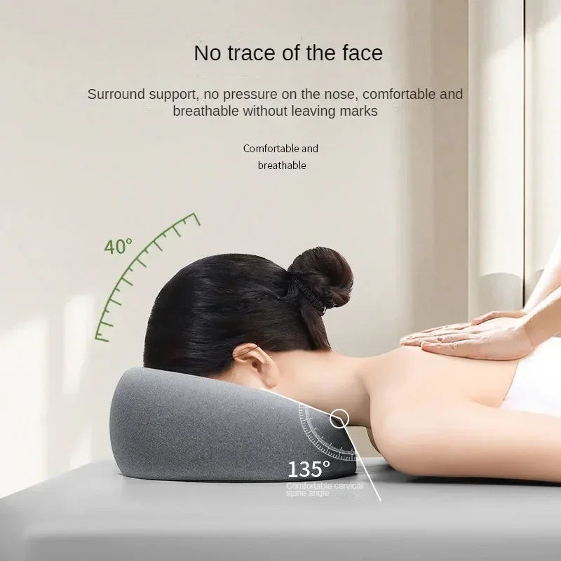 Ergonomic Memory Foam Lying Down Pillow – Breathable Head & Face Rest for Beauty Salons