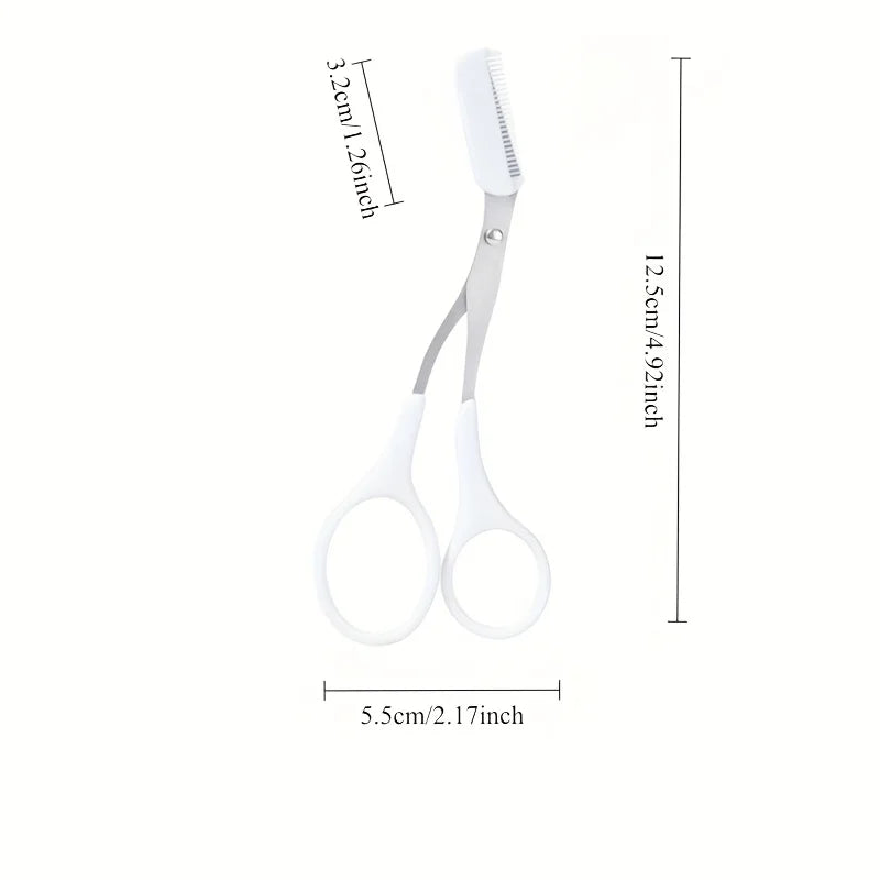 Pink Eyebrow Scissors and Comb Set – Right-Handed Beginner Grooming Tool