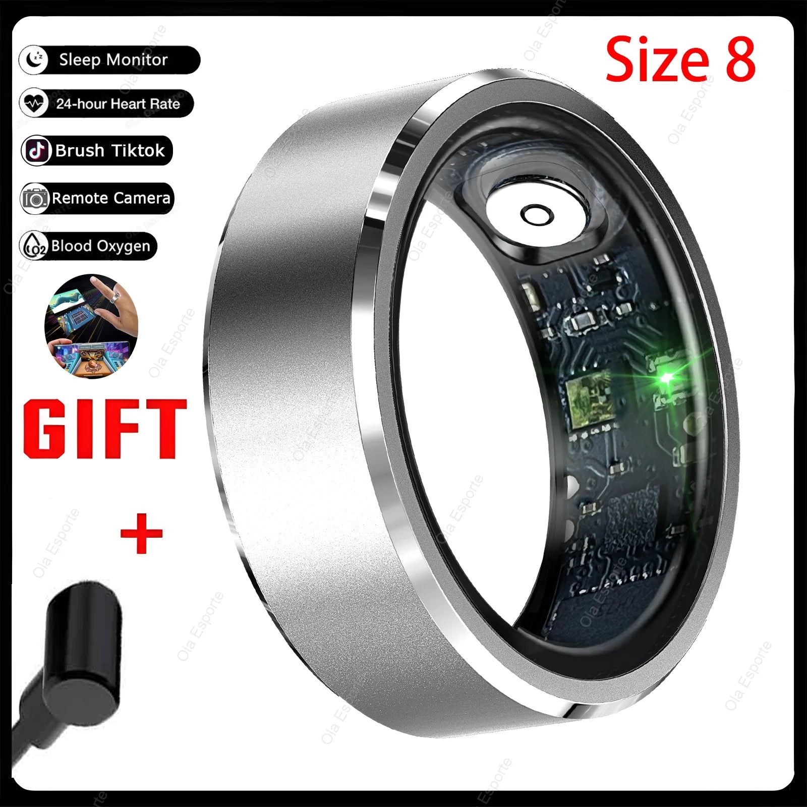 Smart Fitness Ring – 5ATM Waterproof with Gesture Control, Heart Rate, Blood Pressure & Sleep Monitoring