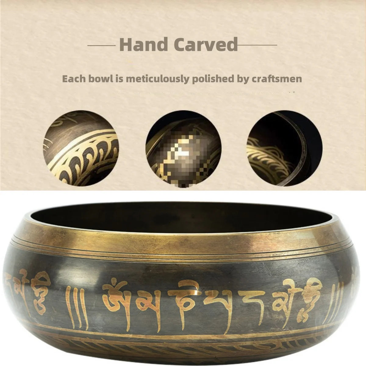 Tibetan Singing Bowl Set – 8.5 to 20cm Scripture Bowls for Meditation & Chakra Healing