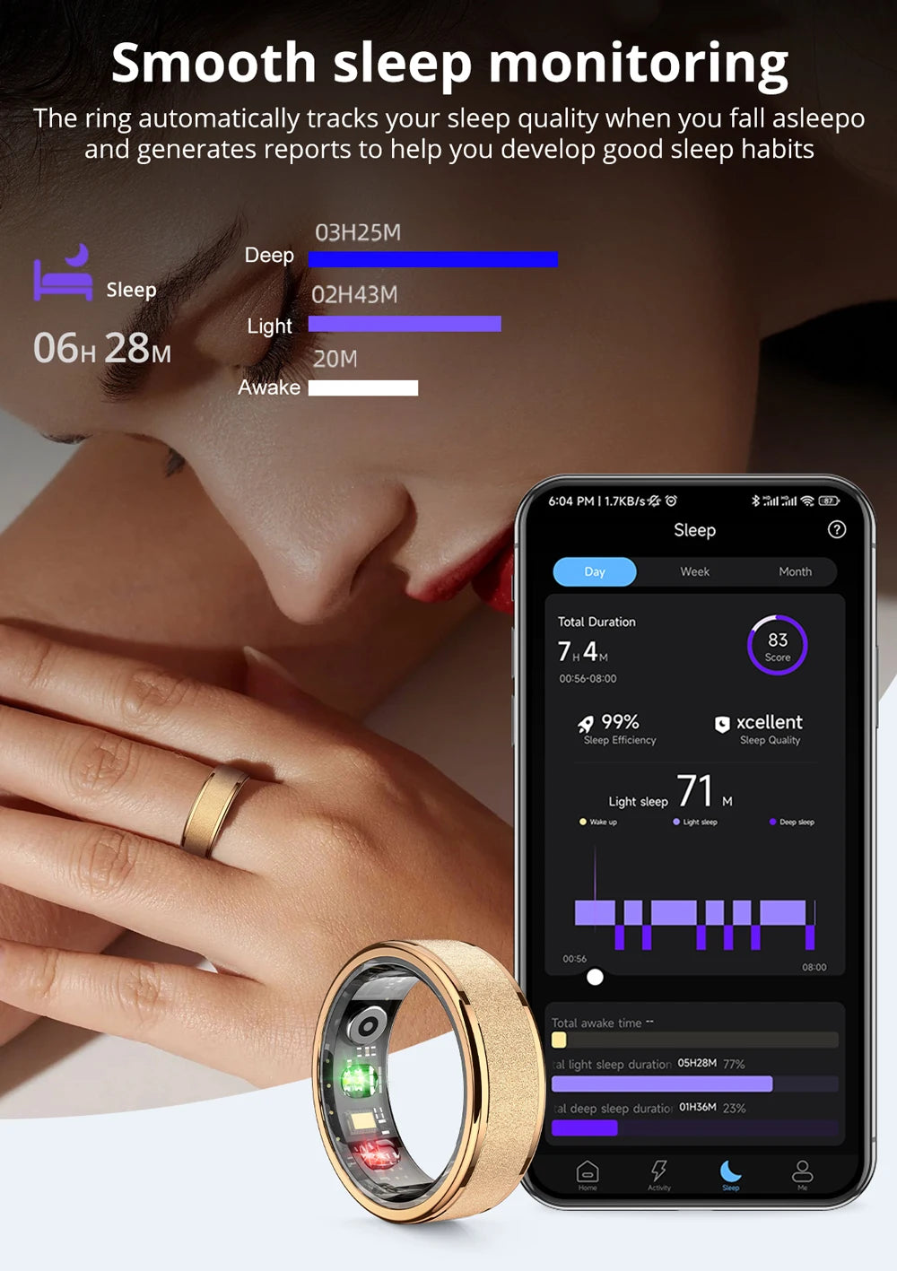 COLMI R10 Smart Ring with Charging Case – Health & Sleep Monitor, 5ATM Waterproof, Multi-Sport Mode