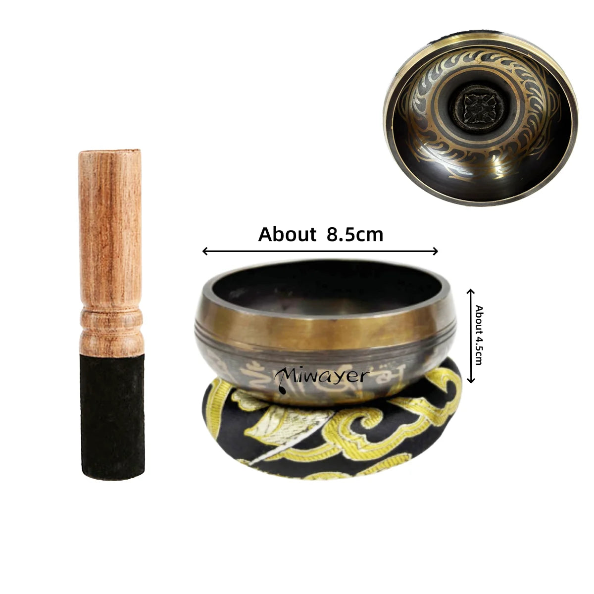 Tibetan Singing Bowl Set – 8.5 to 20cm Scripture Bowls for Meditation & Chakra Healing