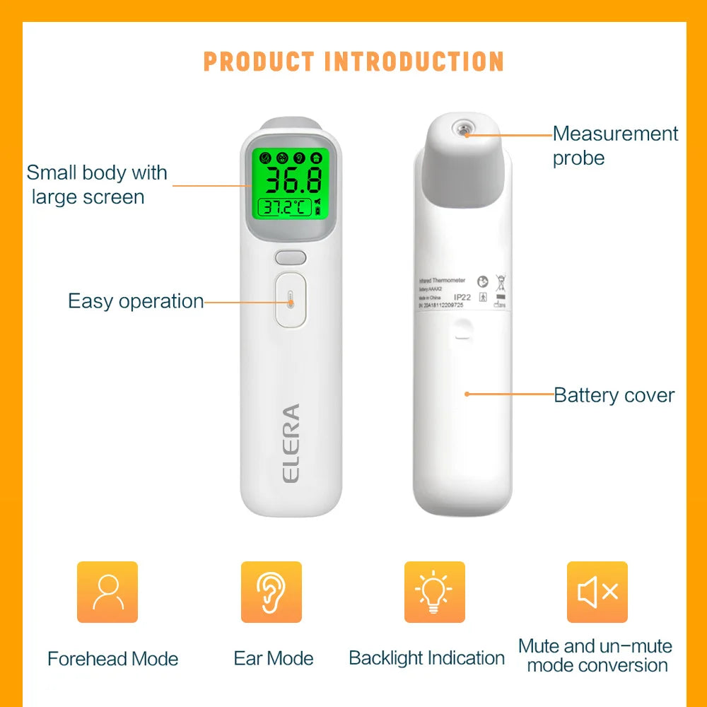 ELERA Infrared Digital Thermometer – Non-Contact Forehead & Ear Temperature Measurement Device