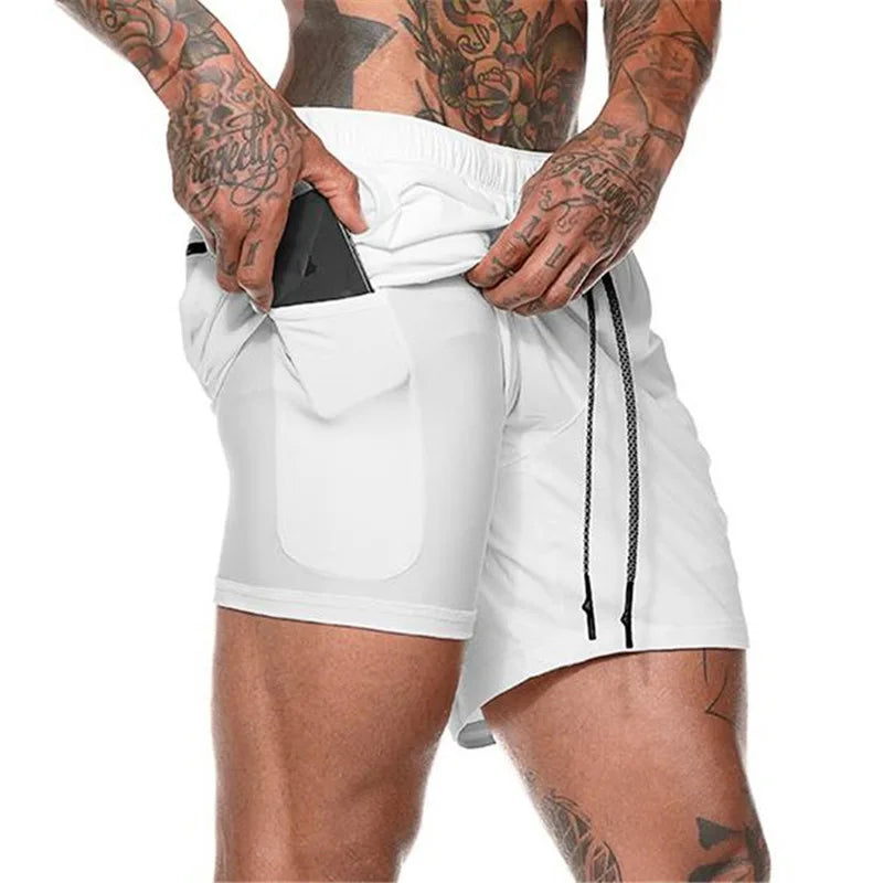 Men’s 2-in-1 Double-Layer Running Shorts – Beach, Gym & Fitness Training Pants