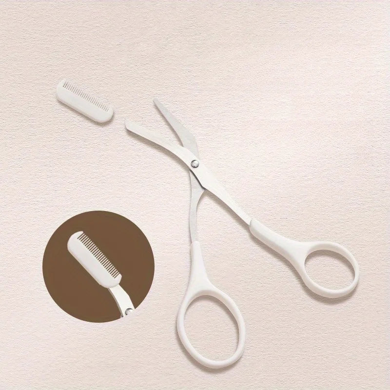 Pink Eyebrow Scissors and Comb Set – Right-Handed Beginner Grooming Tool
