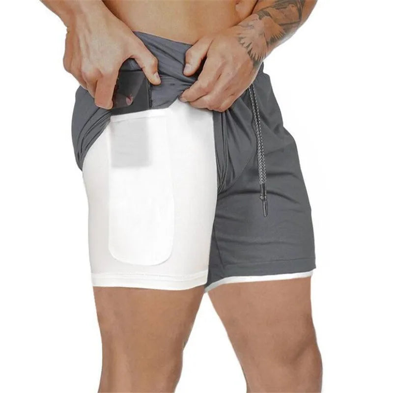 Men’s 2-in-1 Double-Layer Running Shorts – Beach, Gym & Fitness Training Pants