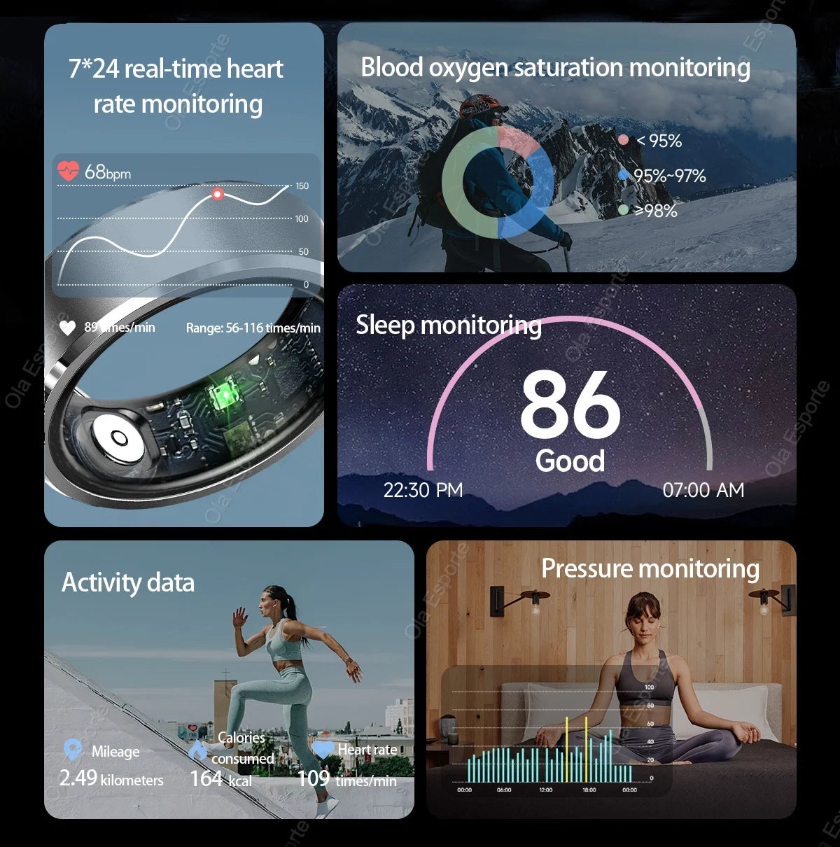 Smart Fitness Ring – 5ATM Waterproof with Gesture Control, Heart Rate, Blood Pressure & Sleep Monitoring