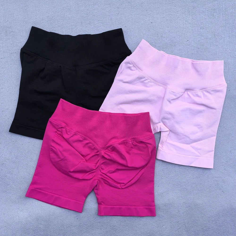 4.5" Seamless Ribbed Yoga Shorts – Scrunch Bum Booty Lifting Gym & Running Shorts for Women