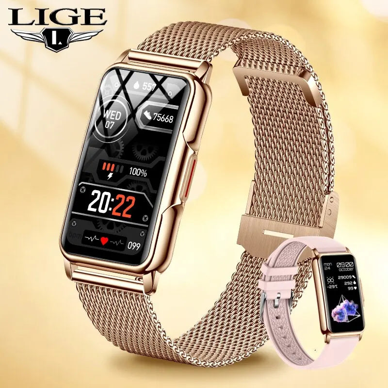 LIGE Women’s Smart Watch – Full Touch Screen, Bluetooth Call, IP67 Waterproof Fitness Tracker