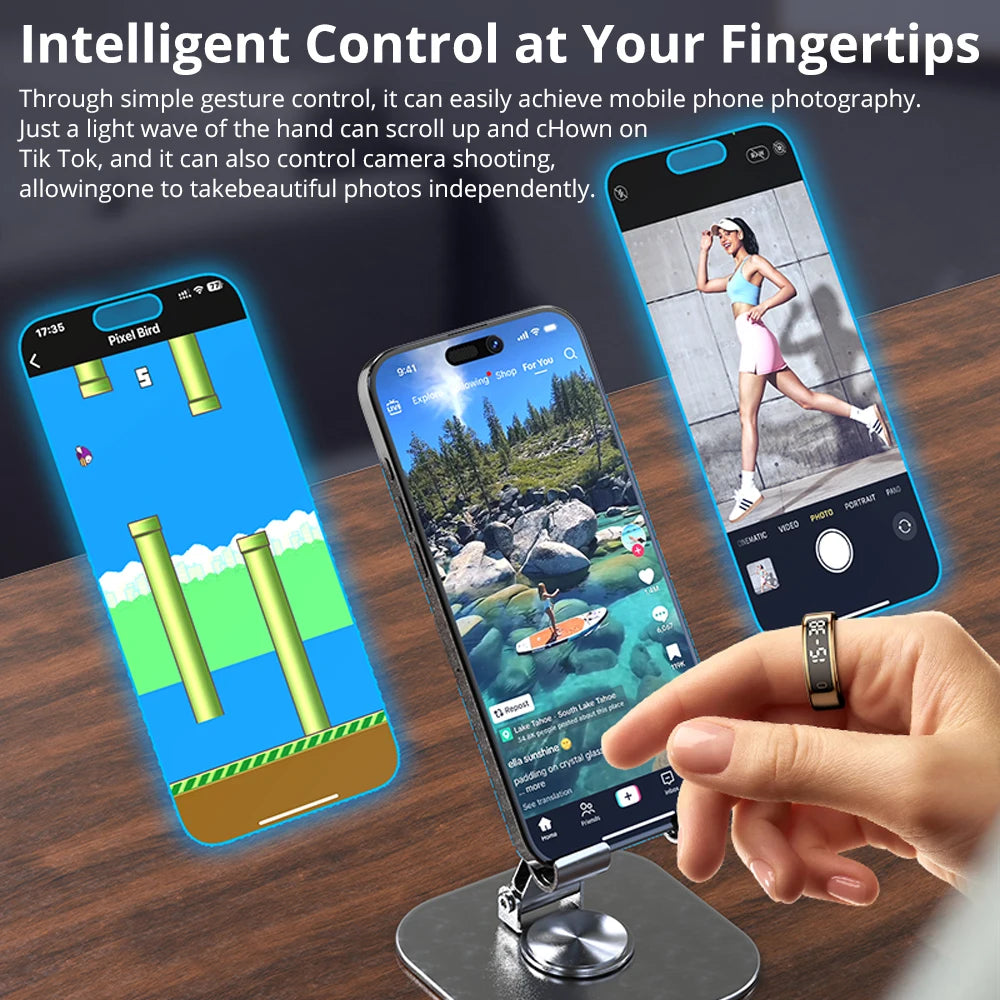2025 COLMI R12 Smart Ring – Touch Display, Wireless Charging, Health Manager, 5ATM Waterproof