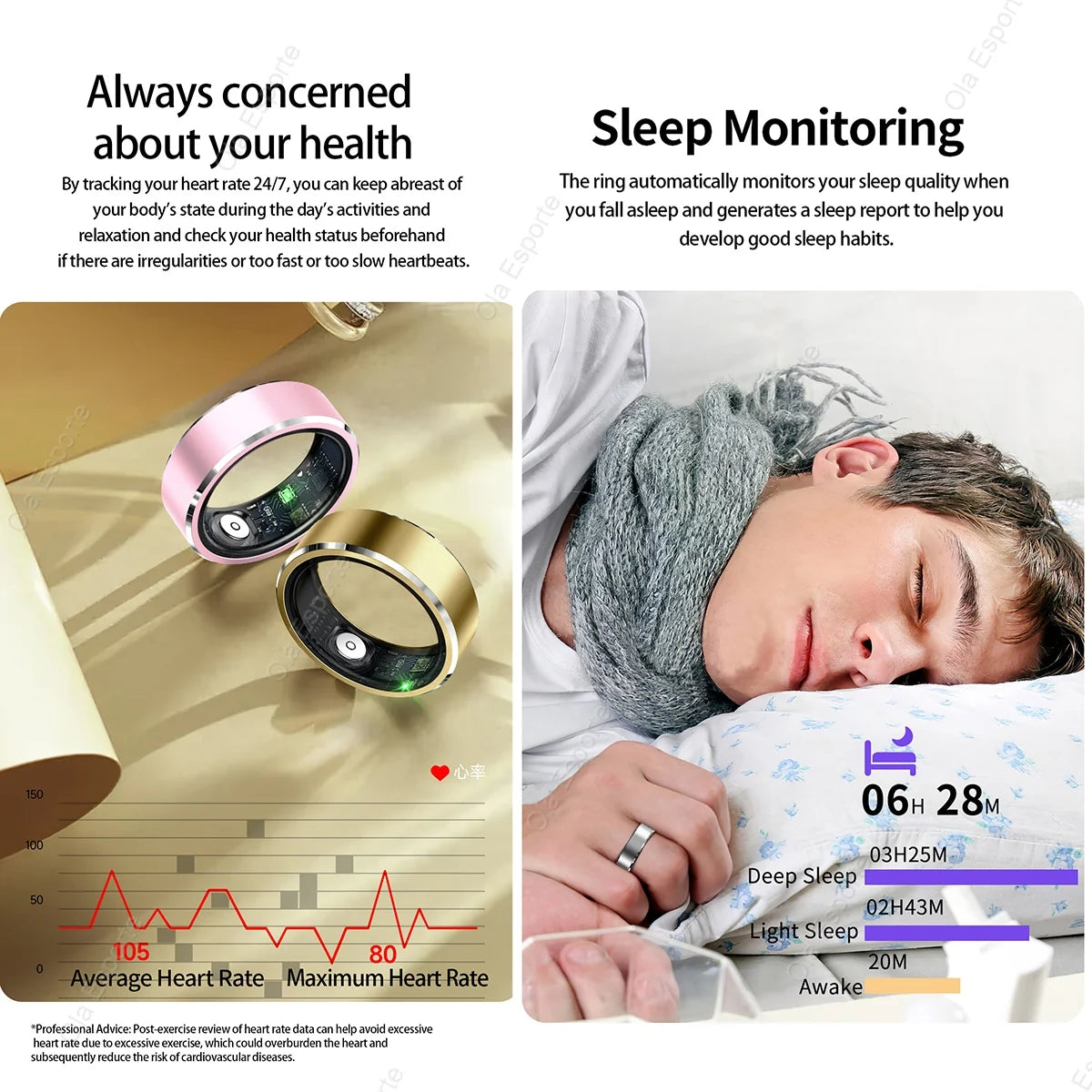 Smart Fitness Ring – 5ATM Waterproof with Gesture Control, Heart Rate, Blood Pressure & Sleep Monitoring