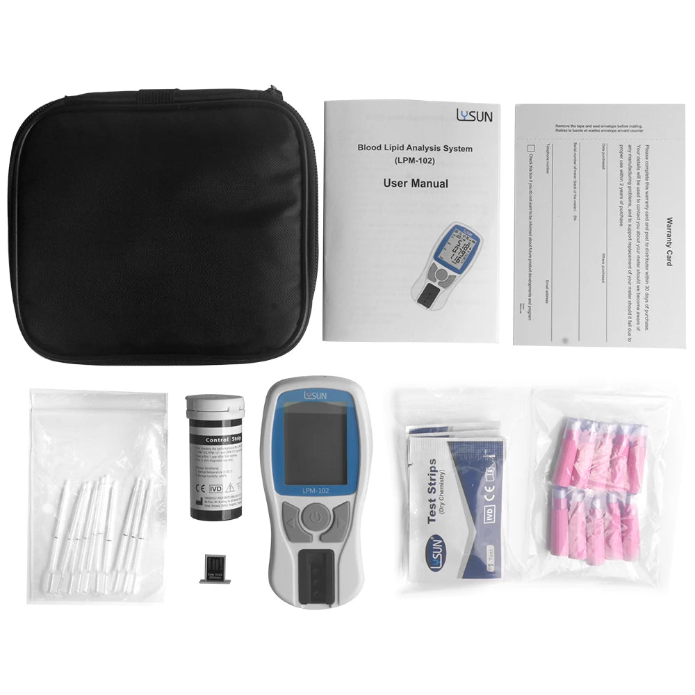 Medical Blood Lipid 5-in-1 Multiparameter Test Kit – Total Cholesterol, HDL, LDL, Triglycerides (TG), LDL/HDL Meter