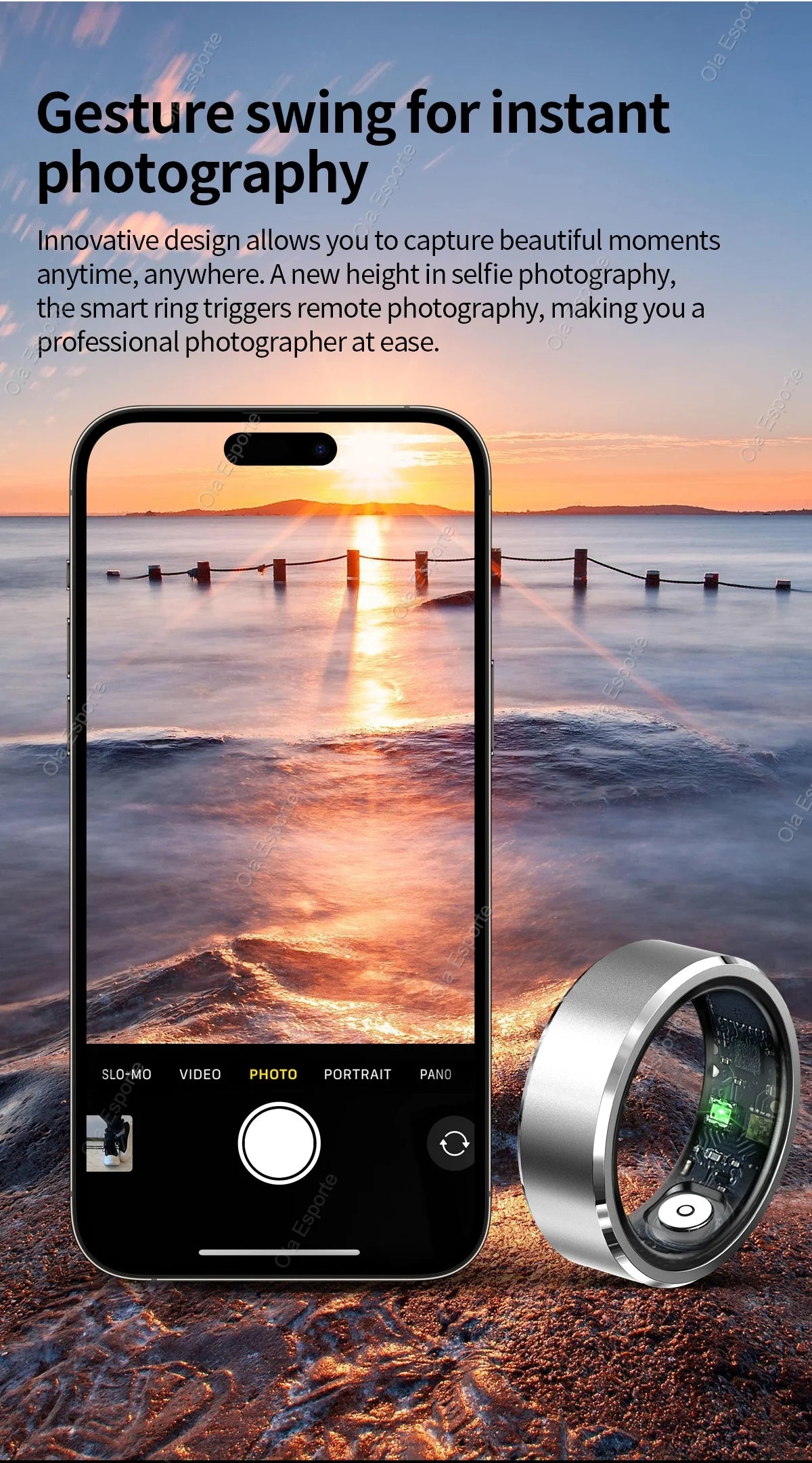 Smart Fitness Ring – 5ATM Waterproof with Gesture Control, Heart Rate, Blood Pressure & Sleep Monitoring