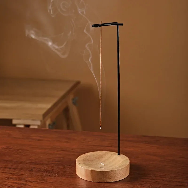 Creative Upside Down Wooden Incense Burner – Round Incense Stick Holder & Tray for Home or Yoga Décor