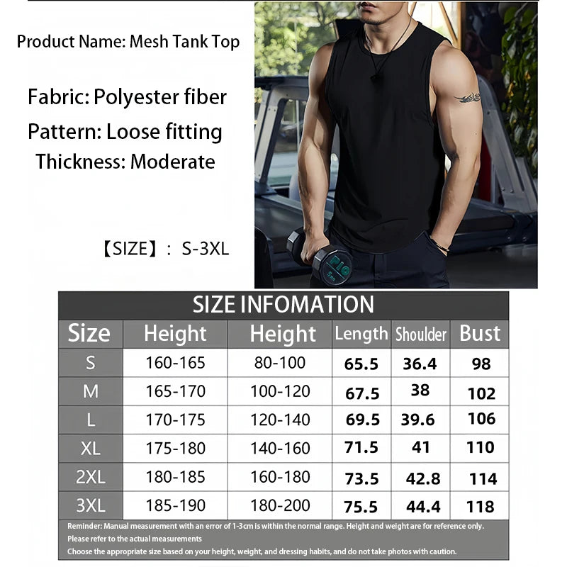 Men’s Summer Gym Tank Top – Quick-Dry Loose Fit Sleeveless Bodybuilding Shirt