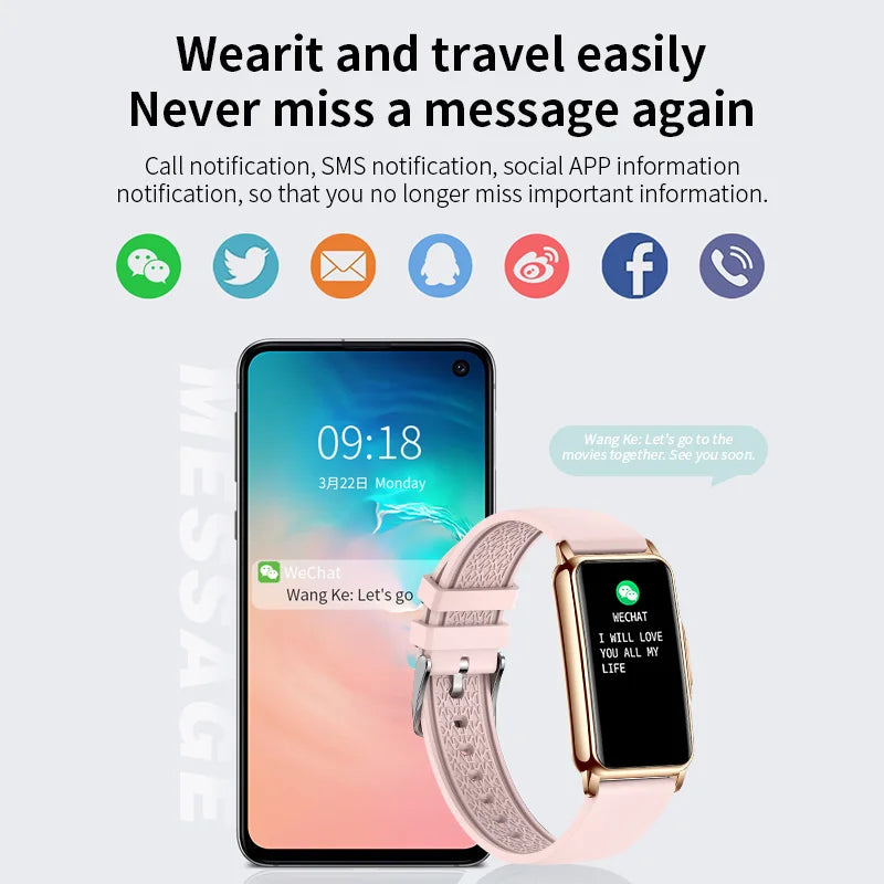 Unisex Smart Bracelet for Android & iOS – Heart Rate, Blood Oxygen Monitor, Waterproof Sport Smartwatch with Gift