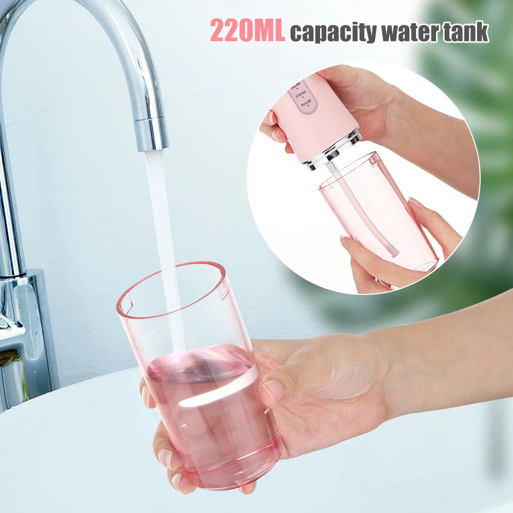 Portable USB Rechargeable Oral Irrigator – 4 Jet Tips, 220ml Water Flosser with 3 Modes