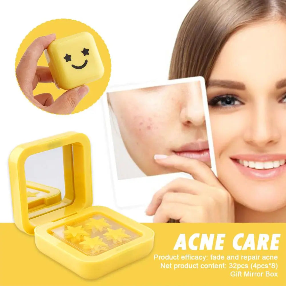 Blue & Yellow Stars Hydrocolloid Pimple Patches with Mirror Storage Box